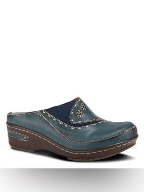 L'Artiste CHINO Clogs Navy Size 37 Heel Slip on Leather